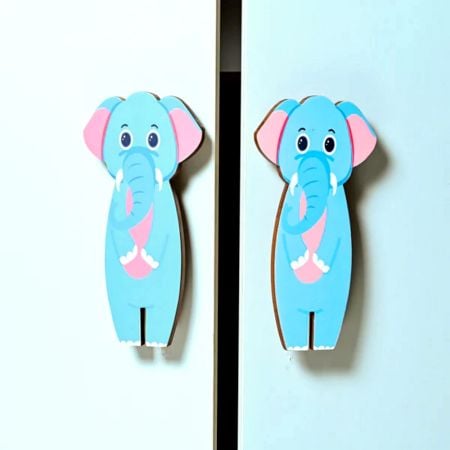 Handcrafted Acacia Wood Blue Elephant Handle Pair